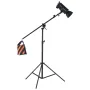 Air Cushioned Aluminum Light Stand, Max Height 12.8 ft/390 cm, Adjustable Photography Stand with Boom Arm, Sandbag, Max Load 5kg