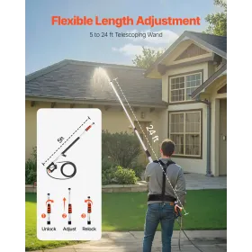 Pressure Washer Telescoping Wand 21 ft 4000 psi Telescopic Spray Wand