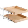 2 Tier Pull Out Cabinet Organizer, 20"W x 21"D Cabinet Drawer, Soft Close Slide out Shelf, Heavy-Duty Sliding Wood Drawer, Adjus