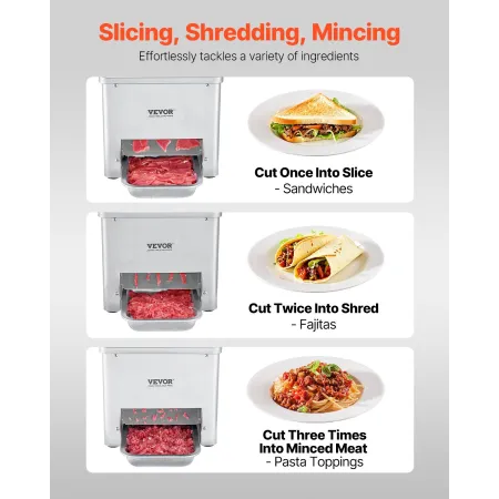 Meat Cutter Machine, 550W Meat Slicer, 350 lb/h Commercial Meat Cutting Machine, Stainless Steel, 3.5 mm Thickness, Electric Foo