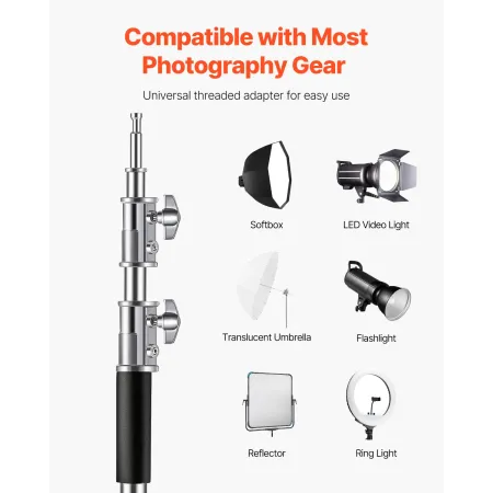 C Stand, Max Height 10.83 ft/330 cm, Stainless Steel Heavy Duty Photography Light Stand with 4.5m-3m / 4.8-9.8 ft Adjustable Hei
