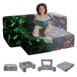 Modular Kids Play Couch 4Pcs DIY Glow in the Dark Toddler Chair Grey