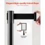 Stanchion Post, 8 Pcs Crowd Control Barrier with 8 Retractable Belts & 2 Sign Holders, Carbon Steel Stanchion Post Queue with Sa