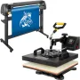 5 In1 Heat Press 38.1 x 38.1 cm Transfer Cap 134.6 cm Vinyl Cutter Plotter Cutting 3 Blades