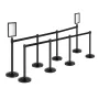 Stanchion Post, 8 Pcs Crowd Control Barrier with 8 Retractable Belts & 2 Sign Holders, Carbon Steel Stanchion Post Queue with Sa