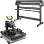5 In1 Heat Press 38.1 x 38.1 cm Transfer Cap 134.6 cm Vinyl Cutter Plotter Cutting 3 Blades
