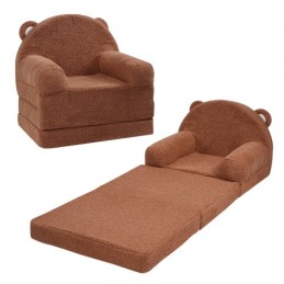 Baby Chair Foldable 2-in-1 Baby Lounger Couch Cartoon Kids Sofa Brown