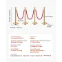 Stanchion Post, 8 Pcs Crowd Control Barrier Set with 6 Red Velvet Ropes, 5 ft Stainless Steel Gold Stanchion Post Queue with San