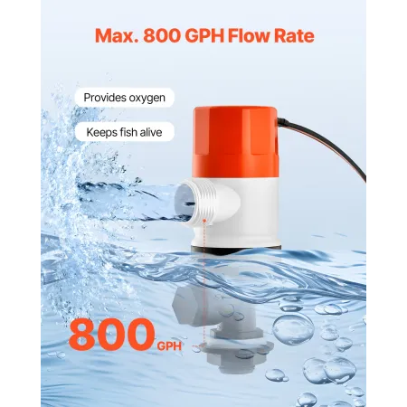 Livewell Pump til båd 12v 800 Gph Livewell Aerator Pump lige 2