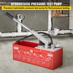 Hydrostatisk trykprøvepumpe, test op til 25 bar/2,5 MPa, 3,2 gallon tank, hydraulisk manuelt vandtryktesterkit m/