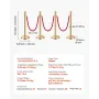 Stanchion Post, 4 Pcs Crowd Control Barrier Set with 3 Red Velvet Ropes, 5 ft Stainless Steel Gold Stanchion Post Queue with San