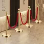 Stanchion Post, 4 Pcs Crowd Control Barrier Set with 3 Red Velvet Ropes, 5 ft Stainless Steel Gold Stanchion Post Queue with San