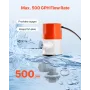 Livewell Pump for Boat, 12V 32 L/min(500 GPH) Straight Livewell Aerator Pump with Dual Inlets, ABA Housing & Detachable Motor Ca
