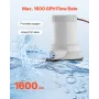 Livewell Pump for Boat, 12V 101 L/min(1600 GPH) Straight Livewell Aerator Pump with Dual Inlet, ABA Housing & Detachable Motor C