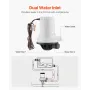 Livewell Pump for Boat, 12V 101 L/min(1600 GPH) Straight Livewell Aerator Pump with Dual Inlet, ABA Housing & Detachable Motor C