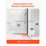 Frameless Bathtub Shower Door, 34 in. W x 55 in. H, Half Shower Door for Bathtub, 180° Rotatable Tempered Glass Door, Half Showe