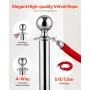 Stanchion Post, 8 Pcs Crowd Control Barrier Set with 4 Red Velvet Ropes, 5 ft Stainless Steel Silver Stanchion Post Queue with S
