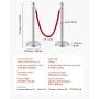 8 PCS Silver Stanchion Post 4 Røde fløjl reb Sand Injektion