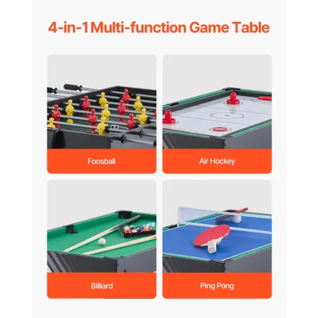 122cm lufthockey Tabel 4-i-1 Combo Game Table Foosball Ping