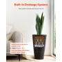 Set of 2 Tall Planter For Outdoor Indoor Plants 24inch, Black Round Large Planters For Front Porch, Patio, Tall Taper Flower Tre