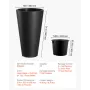 Set of 2 Tall Planter For Outdoor Indoor Plants 24inch, Black Round Large Planters For Front Porch, Patio, Tall Taper Flower Tre