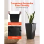 Set of 2 Tall Outdoor Planters 22inch, Large Planters For Outdoor Indoor Plants, Black Tapered Square Front Porch Planters Flowe