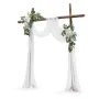 Artificial Wedding Arch Flowers Kit, White Wedding Arch Flowers with Drapes Kit (Pack of 3) - 2 Pcs Floral Arrangement, 1 Pcs Sh