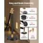 Stanchion Post, 6 Pcs Crowd Control Barrier with 4 Black Velvet Ropes, 5 ft Stainless Steel Stanchion Post Queue with Sand Injec