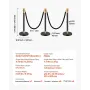 6 PCS Stanchion Post med 4 sorte fløjltov Sandinjektion Hollow