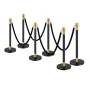 Stanchion Post, 6 Pcs Crowd Control Barrier with 4 Black Velvet Ropes, 5 ft Stainless Steel Stanchion Post Queue with Sand Injec