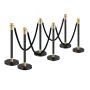 Stanchion Post, 6 Pcs Crowd Control Barrier with 4 Black Velvet Ropes, 5 ft Stainless Steel Stanchion Post Queue with Sand Injec