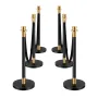 Stanchion Post, 6 Pcs Crowd Control Barrier with 4 Black Velvet Ropes, 5 ft Stainless Steel Stanchion Post Queue with Sand Injec