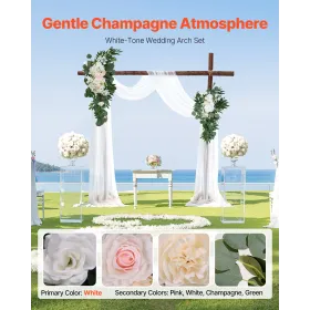Artificial Wedding Arch Flowers Kit White With 2 Pcs Flowers 2 Pcs Drapes