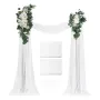 Artificial Wedding Arch Flowers Kit, White Wedding Arch Flowers with Drapes Kit (Pack of 4) - 2 Pcs Floral Arrangement, 2 Pcs Sh