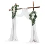 Artificial Wedding Arch Flowers Kit, White Wedding Arch Flowers with Drapes Kit (Pack of 4) - 2 Pcs Floral Arrangement, 2 Pcs Sh