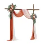 Artificial Wedding Arch Flowers Kit, Orange Wedding Arch Flowers with Drapes Kit (Pack of 4) - 2 Pcs Floral Arrangement, 2 Pcs S