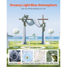 Artificial Wedding Arch Flowers Kit Blue With 2 Pcs Flowers 2 Pcs Drapes