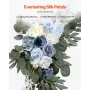 Artificial Wedding Arch Flowers Kit, Blue Wedding Arch Flowers with Drapes Kit (Pack of 4) - 2 Pcs Floral Arrangement, 2 Pcs She
