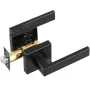 Passage Door Handle, 6 Pack Matte Black Door Lever, Left or Right Handing Reversible Lever Non-Locking, 45° Rotation to Open, Un