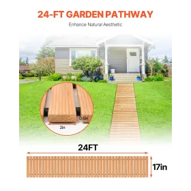 16 ft L x 17 in W Straight Wooden Garden Pathway Roll Out Garden Walkway