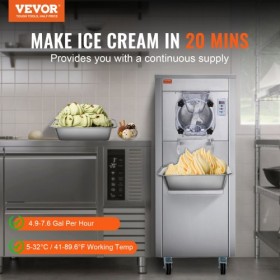 Commercial Hard Serve Ice Cream Machine Maker 18 L/H Yield Single Flavor