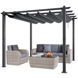 10'x10' Outdoor Retractable Pergola with Sun Shade Canopy Aluminum Gray