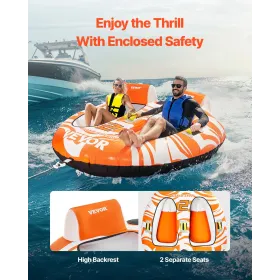 Towable rør til sejlsport 2-personers oppustelig båd trækkes med 2 cockpits