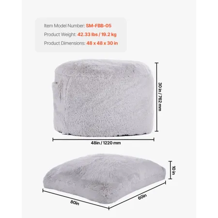 Bean Bag Bed Stol Convertible fra stol til lounge eller madras