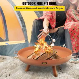 Fire Pit Bowl, 30-Inch Deep Round Carbon Steel Fire Bowl, Wood Burning for Outdoor Patios, Backyards & Camping Uses, with A
