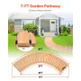 Wooden Garden Pathway, 7 ft x 17 in, Non-Slip Curved Garden Walkway, Roll Out Cedar Outdoor Walkway Path with Wire Rope Connecti