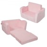 Baby Chair Foldable 2-in-1 Comfy Baby Lounger Couch Kids Sofa Pink