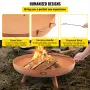 Fire Pit Bowl, 30-Inch Deep Round Carbon Steel Fire Bowl, Wood Burning for Outdoor Patios, Backyards & Camping Uses, with A Drai