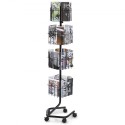 Brochure Display Rack 32-Pocket Rotering Literatur Display Stand 5 Wheels