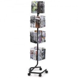 Brochure Display Rack 32-Pocket Rotering Literatur Display Stand 5 Wheels